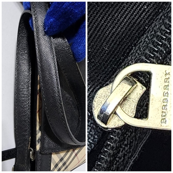 Burberry Vintage Nova Check Canvas Shoulder Bag Beige/Black - Picture 11 of 13